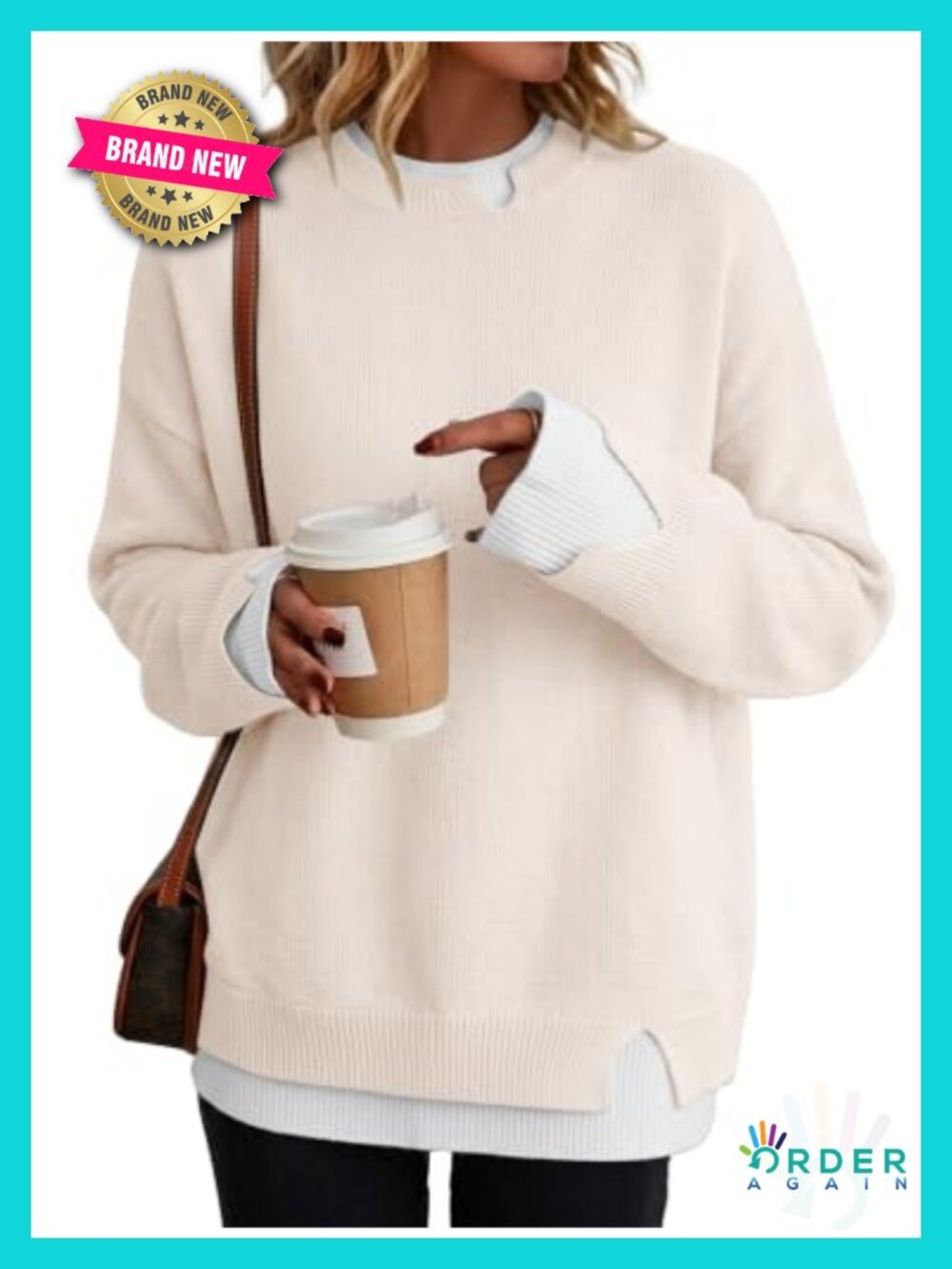 Oversized Patchwork Slit Cuff Sweater - Viscose Blend